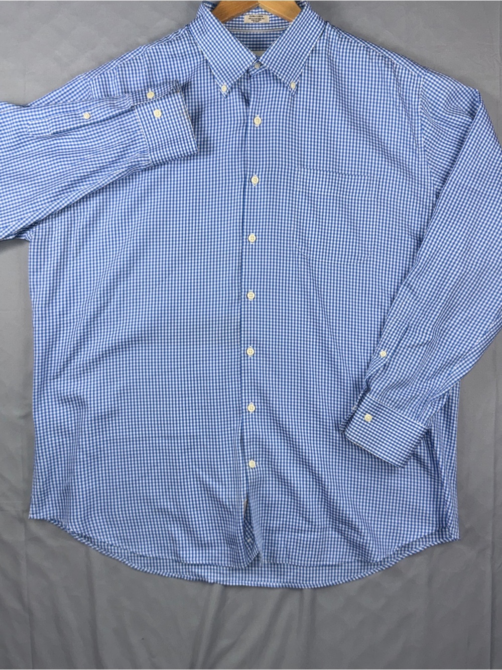Peter Millar Shirt Mens XL Blue Check Cotton Button Front Long Sleeve Casual